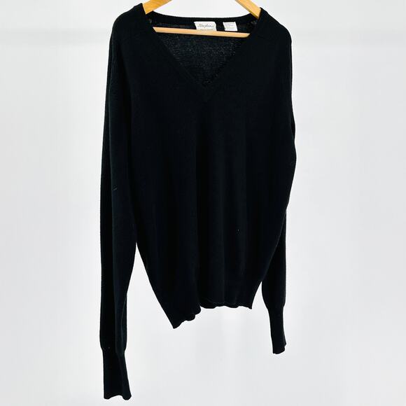 Vintage 90s Stephan Black 100% Cashmere Minimalist V-Neck Sweater